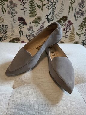Hush Puppies Women's Gray Suede Pointed Toe Loafers